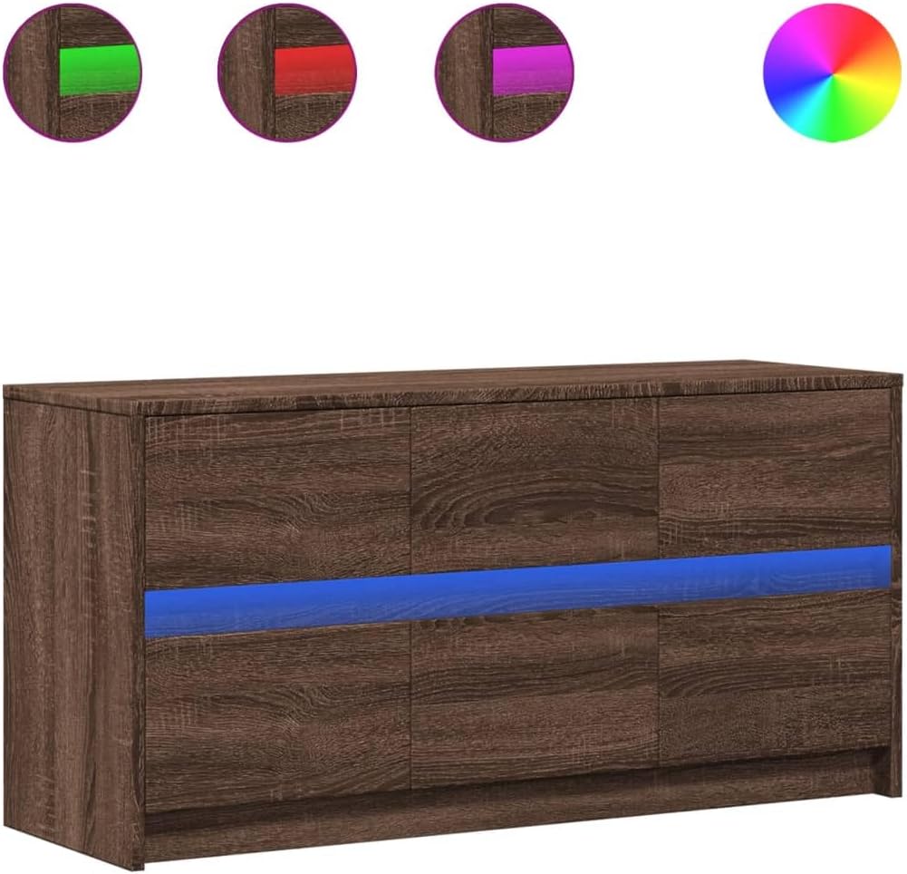 Festnight Meuble TV LED Meuble TV 100 cm Banc TV Table TVTable Television Salon Meubles pour Audio/vidéo Meuble de Salon-Chêne marron-100 cm