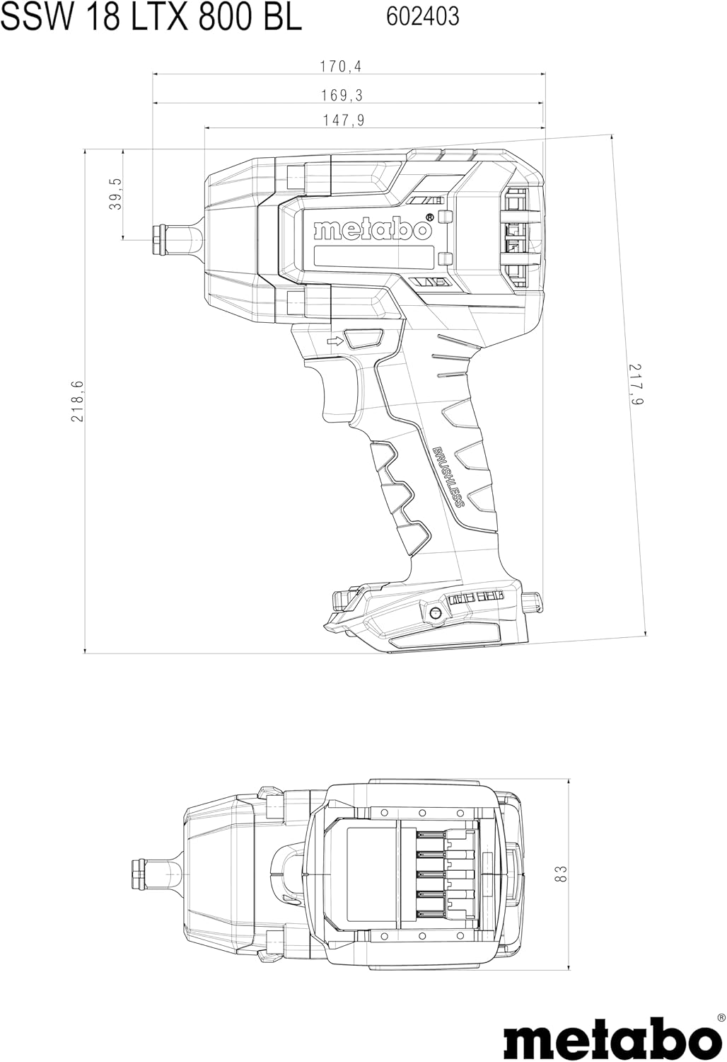 Metabo SSW 18 LTX 800 BL visseuse sans fil à percussion