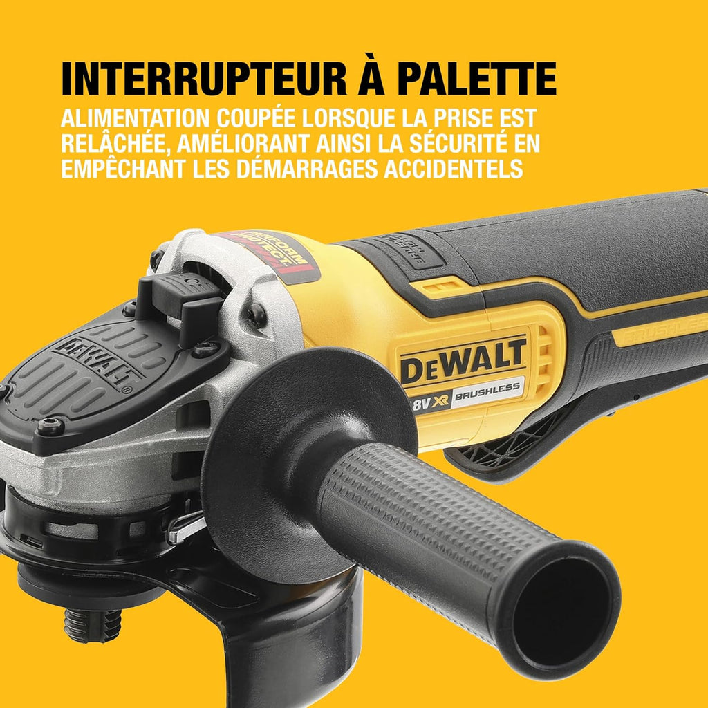 Meuleuse d'angle Brushless XR 18V 125mm, à interrupteur à palette, avec poignée latérale et coffret TSTAK, livré sans batterie, DCG406NT-XJ
