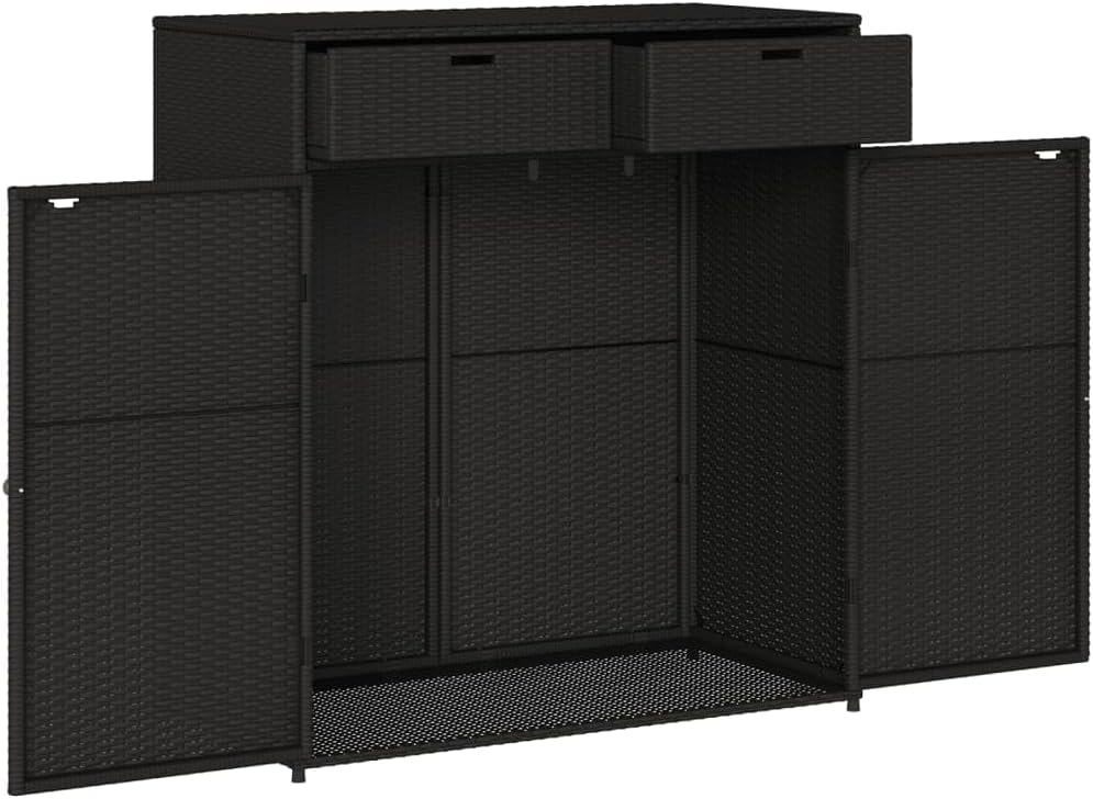 ShGaxin Armoire de rangement de jardin en rotin PE noir 105 x 55 x 113 cm, armoire extérieure de jardin, meubles de jardin extérieur - 365563