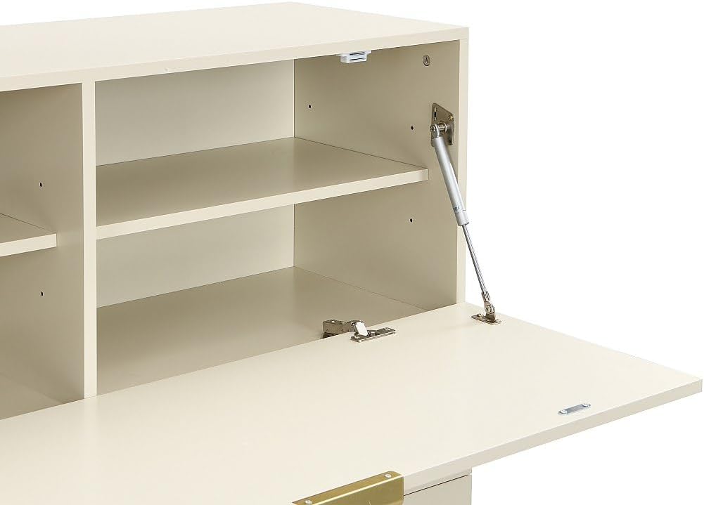 Vente-unique - Secrétaire avec 2 Porte et 3 tiroirs - MDF et métal - Beige - Erwin - avec Rangement