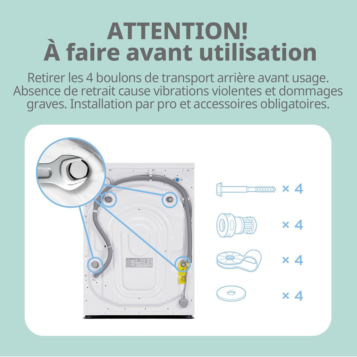 CFE12EW80-W-FR Lave-linge frontal 8KG, Classe énergétique A, Moteur BLDC 1400 tr-min, 15 Programmes, Prélavage, Blanc [Classe énergétique A]