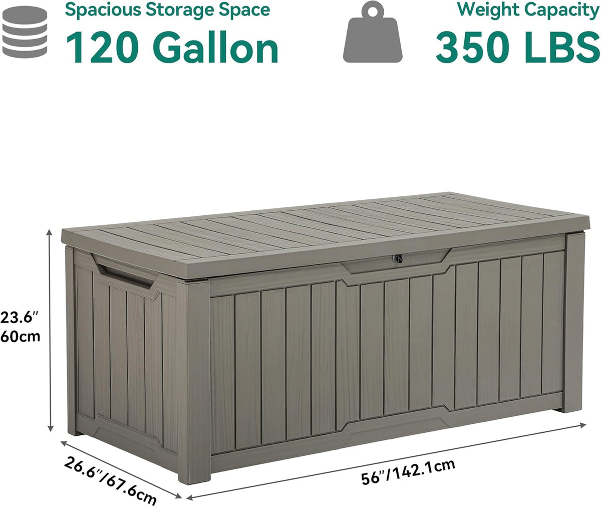 YITAHOME Coffre de Rangement Extérieure de 450L, Grand Rangement de Terrasse en résine Pour oreiller Extérieur, Outils de Jardin et Fournitures de Piscine, étanche, Verrouillable, Marron Clair