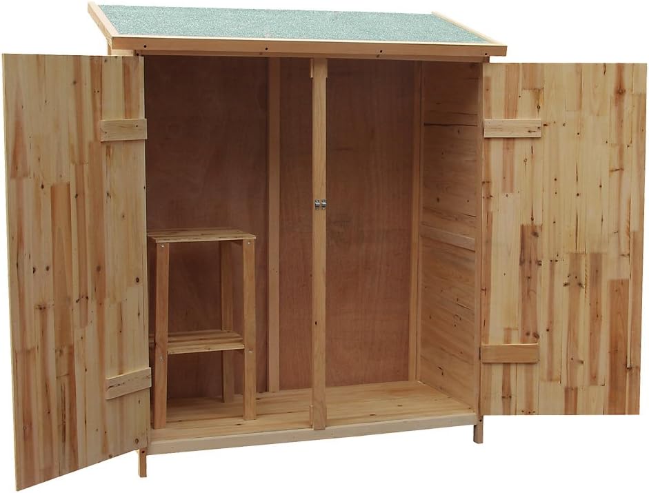 Wiltec Abri de Jardin XXL – 1380 x 655 x 1600 mm – en Bois – avec Toit en Bitume et 2 Portes – Cabane Remise pour Rangement Outils pour Jardin, Terrasse & Balcon