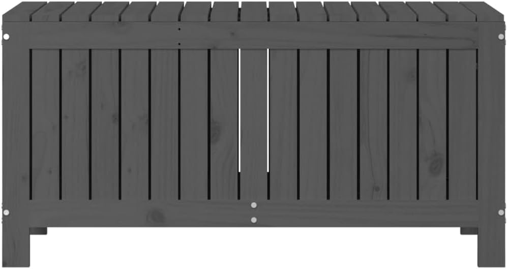Canditree Coffre de Rangement Extérieur en Bois de Pin Massif, Coffre à Coussin Boîte de Rangement pour Jardin 108x42,5x54 cm (gris)