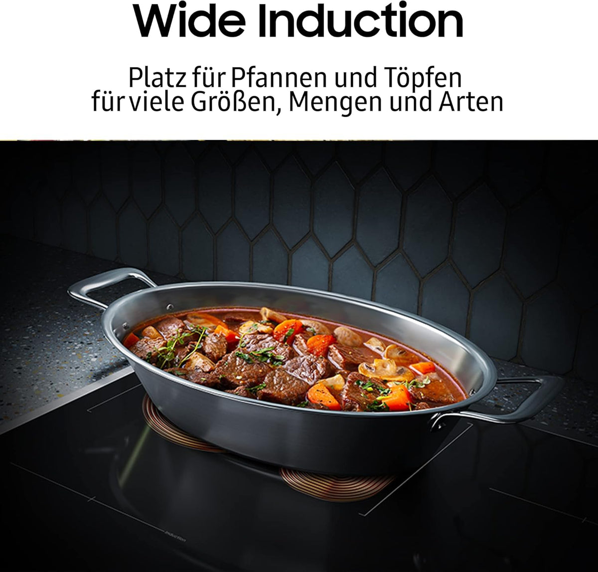 Plaque à induction autonome NZ64B4015HK/U1 , 60 cm, vitrocéramique, Wide Induction, SmartThings Cooking, touches tactiles avec curseur