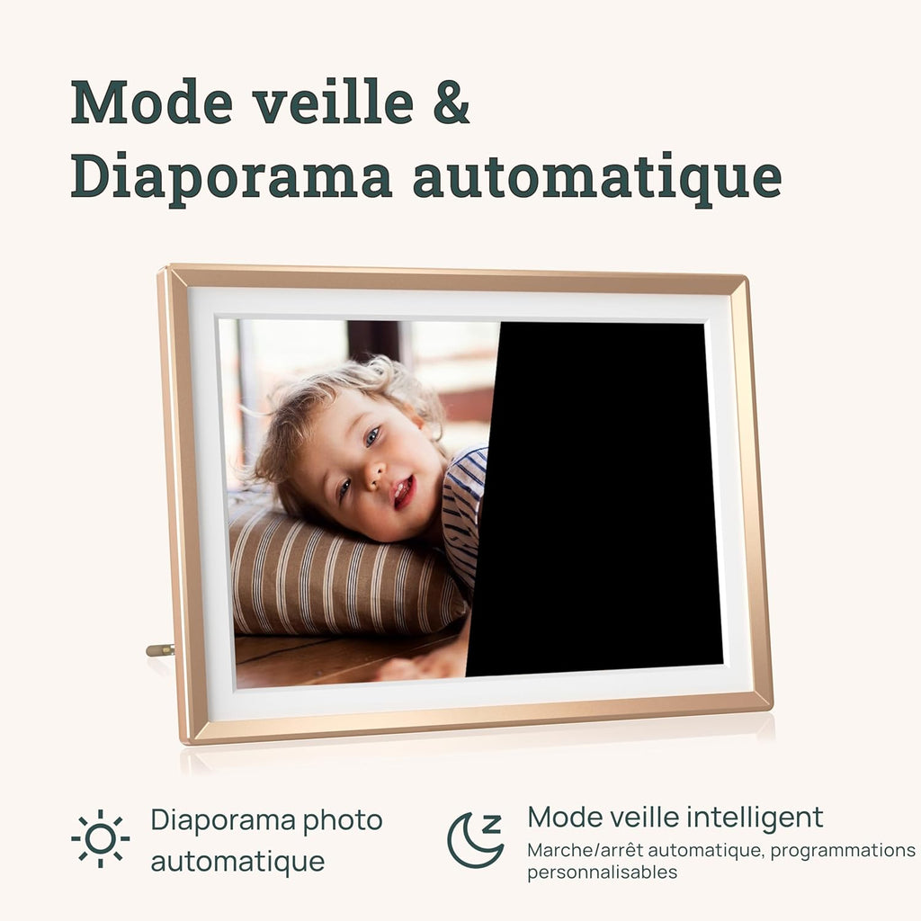 ARZOPA 14 Pouces Cadre Photo Numérique en Métal Stockage Cloud Gratuit 1920*1200 FHD Écran Tactile Partager Photos Vidéos Illimitées Cadre Numérique Photo Connecté WiFi Cadeau Parfait pour Famille-D14