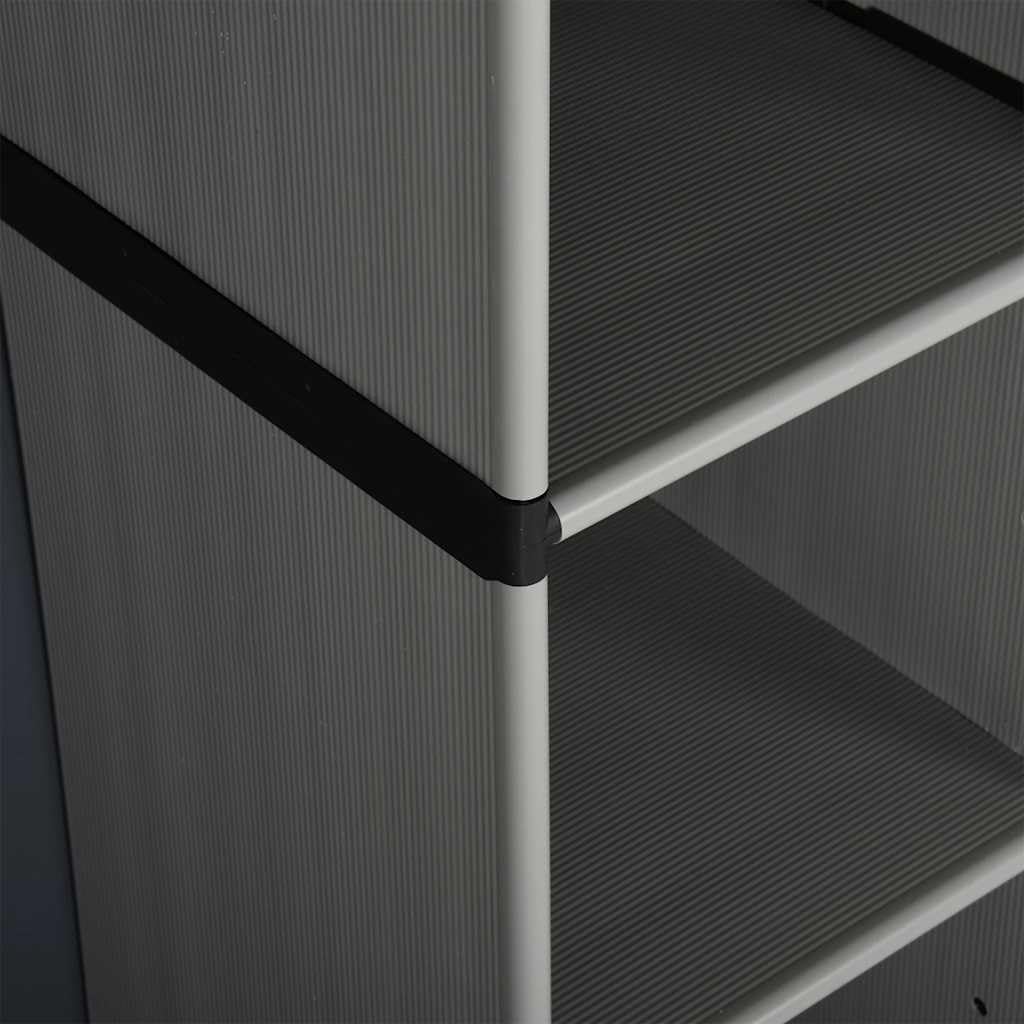 Makastle Armoire de Rangement D'extérieur avec 2 Portes et 3 Étagères, Casiers Multifonctionnels pour Jardin, Balcon, Terrasse, 68x40x168cm Gris PP