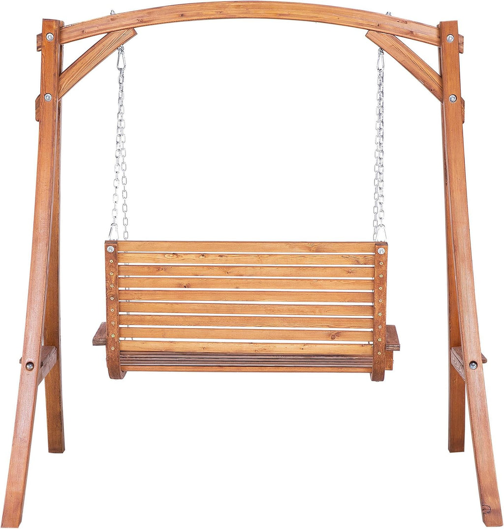 Balancelle de Jardin en Bois Foncé Assise Confortable et Élégante pour Terrasse au Style Campagne Beliani