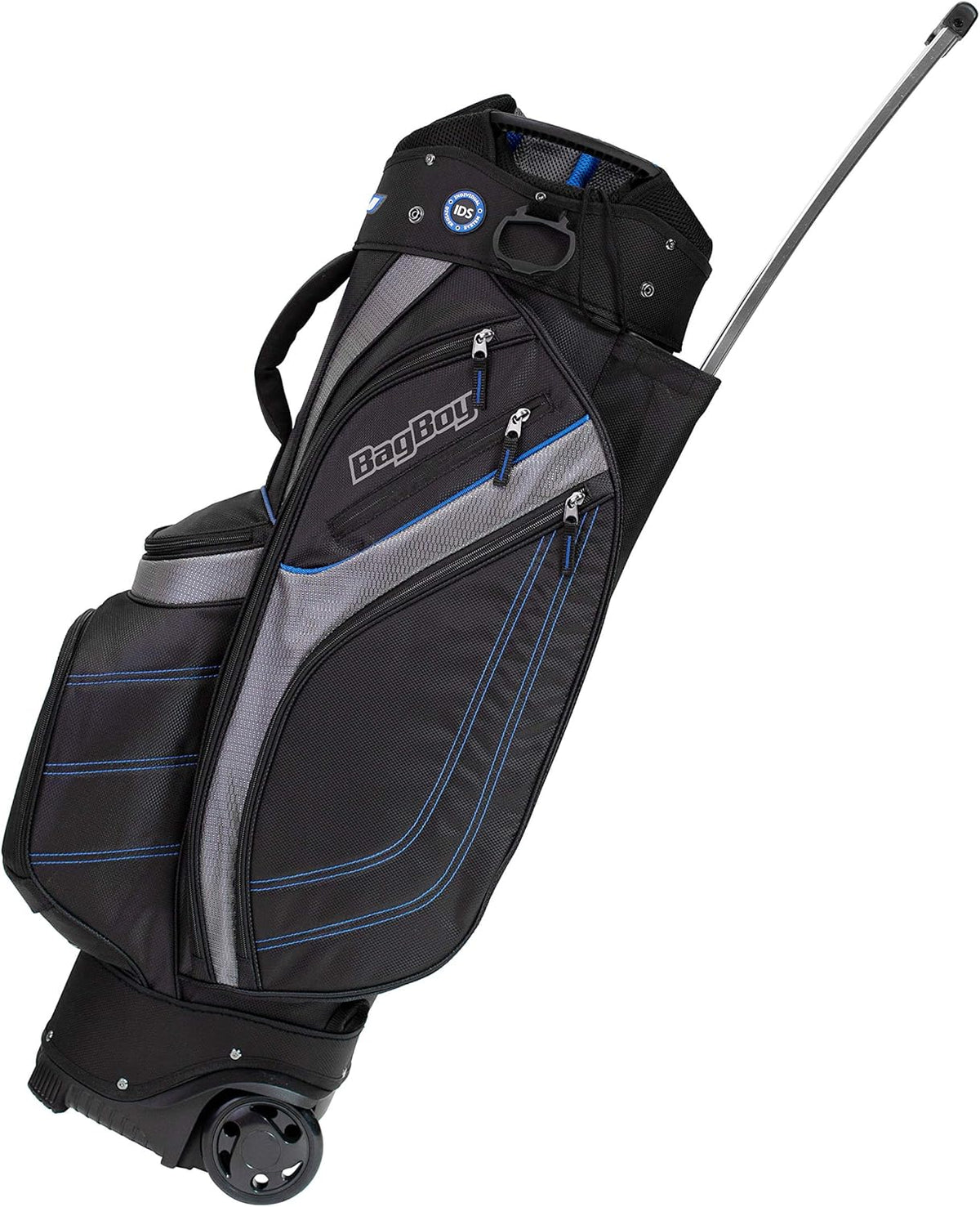 BagBoy Transit Sac pour chariot deavec 14 compartiments et des roues, Black/Charcoal/Silver