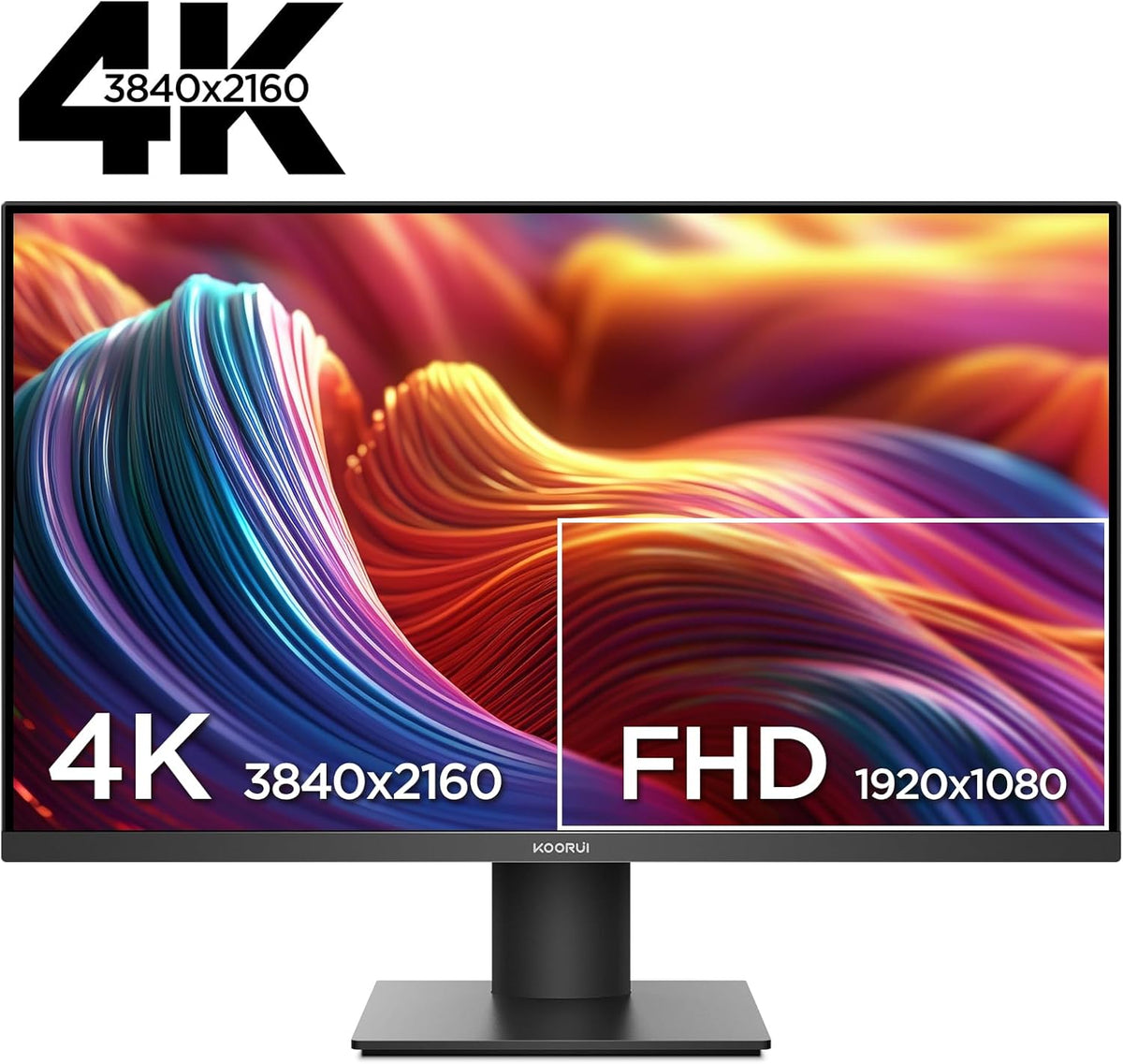 KOORUI N07 27 Pouces Écran PC, 4K Moniteur UHD(3840x2160), IPS 60Hz HDR10 Adaptive Sync, 2X HDMI 2.0 & DisplayPort 1.4, VESA 100x100mm, Soins des Yeux