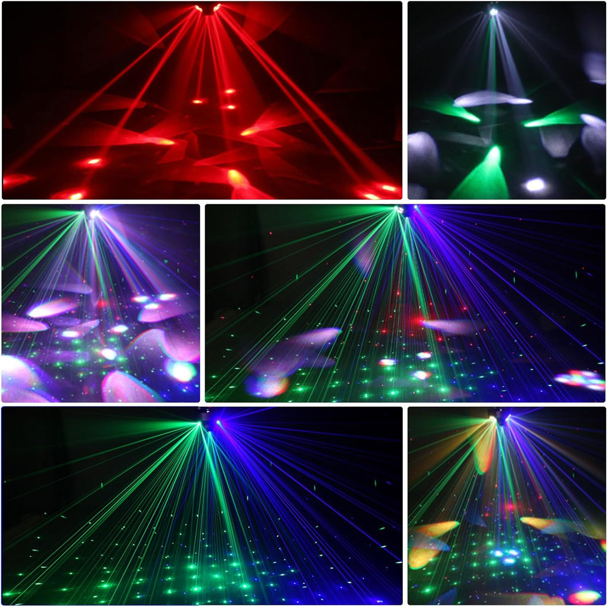 DJ Party Light, 200 W RGBW 4 en 1 LED DJ Stage Lights, DJ Lights avec rotation infinie et son activé pour mariage DJ Party et Live House