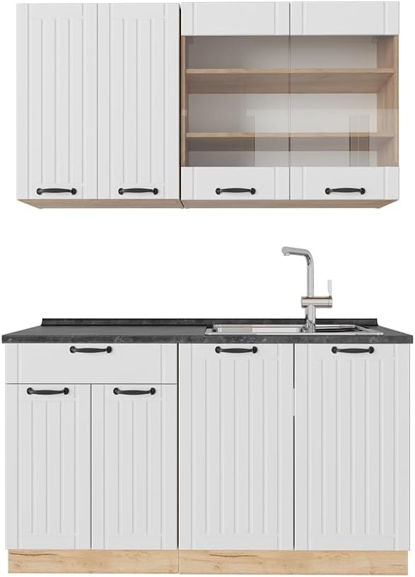 Vicco Cuisine Fame-Line, Blanc Campagne, 140cm, PT Anthracite