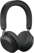 Jabra Evolve2 75 Wireless PC Headset with 8-Microphone Technology - Dual Foam Stereo Headphones with adjustable Advanced Active Noise Cancellation, USB-C Bluetooth Adapter and UC Compatibility - Black