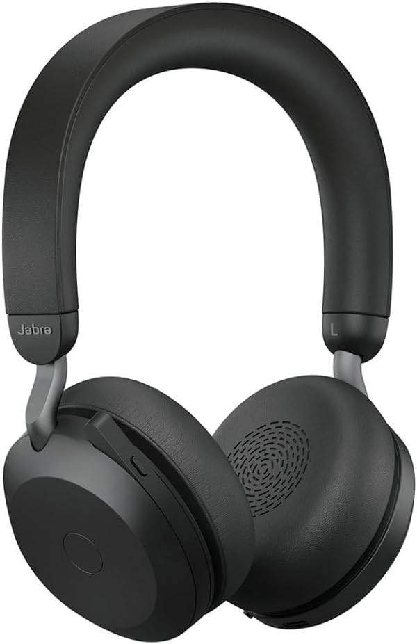 Jabra Evolve2 75 Wireless PC Headset with 8-Microphone Technology - Dual Foam Stereo Headphones with adjustable Advanced Active Noise Cancellation, USB-C Bluetooth Adapter and UC Compatibility - Black