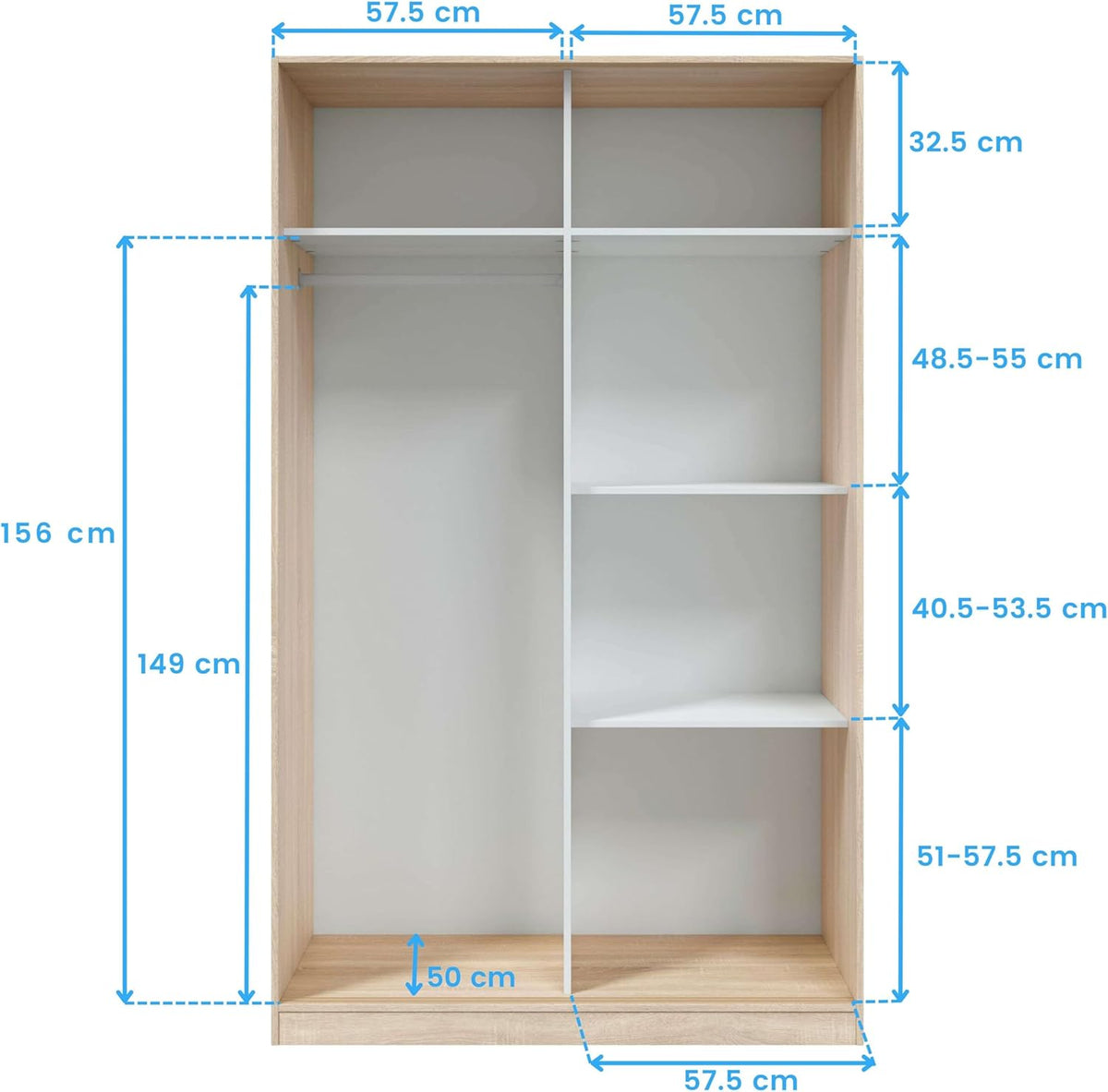 Habitdesign Modèle Enzo Armoire 2 portes coulissantes 200 x 120 x 50 cm