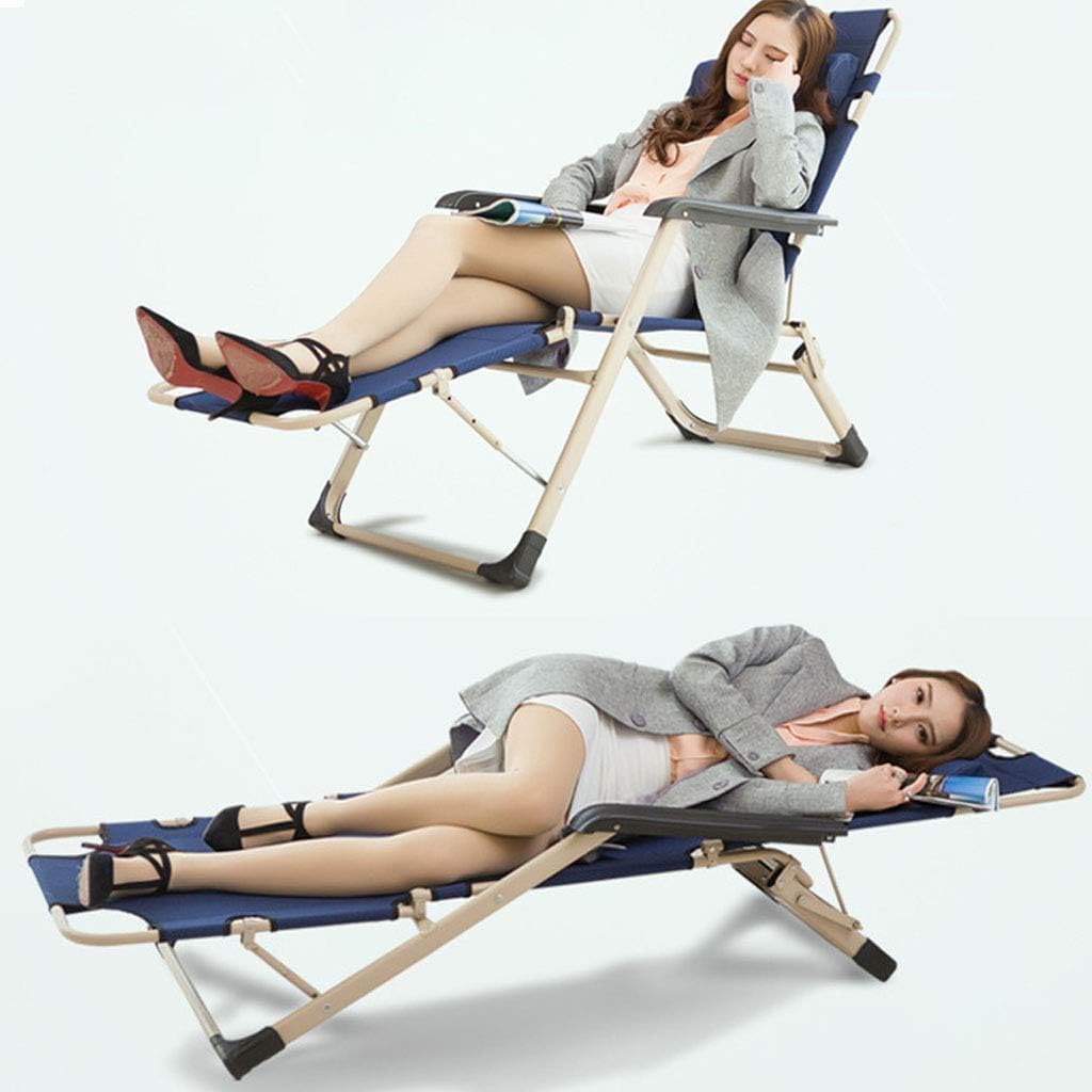 DANNMPX Chaise Longue Chaise Longue Inclinable en Tissu À Mailles Oxford Pliante Pause Déjeuner Accoudoir Incurvé pour Bureau Jardin Camping Pliante Relaxation B-Grey+Cushion