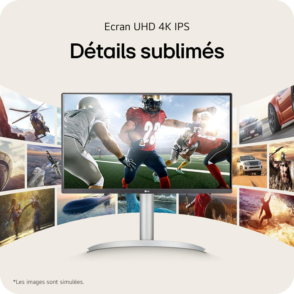 LG Ultrafine 27UP850K-W Ecran PC 4K 27" - Dalle IPS résolution UHD (3840 x 2160), 5ms GtG 60Hz, DisplayHDR 400, DCI-P3 95 pour cent (CIE1976), Mode Lecture, inclinable, réglable en Hauteur