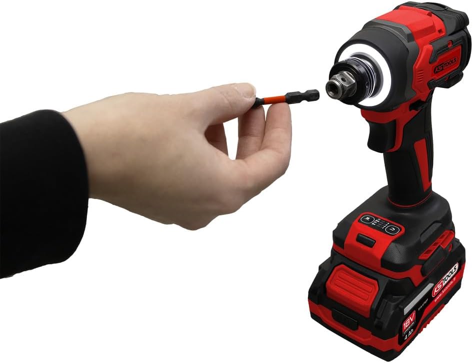 KS Tools - 515.4745F - Visseuse à chocs sur batterie - Embouts 1/2" et 1/4" - Livrée en coffret avec 2 batteries 4Ah - Visseuse devisseuse sans fil brushless - 18 V - 230 Nm - 1 kg sans batterie