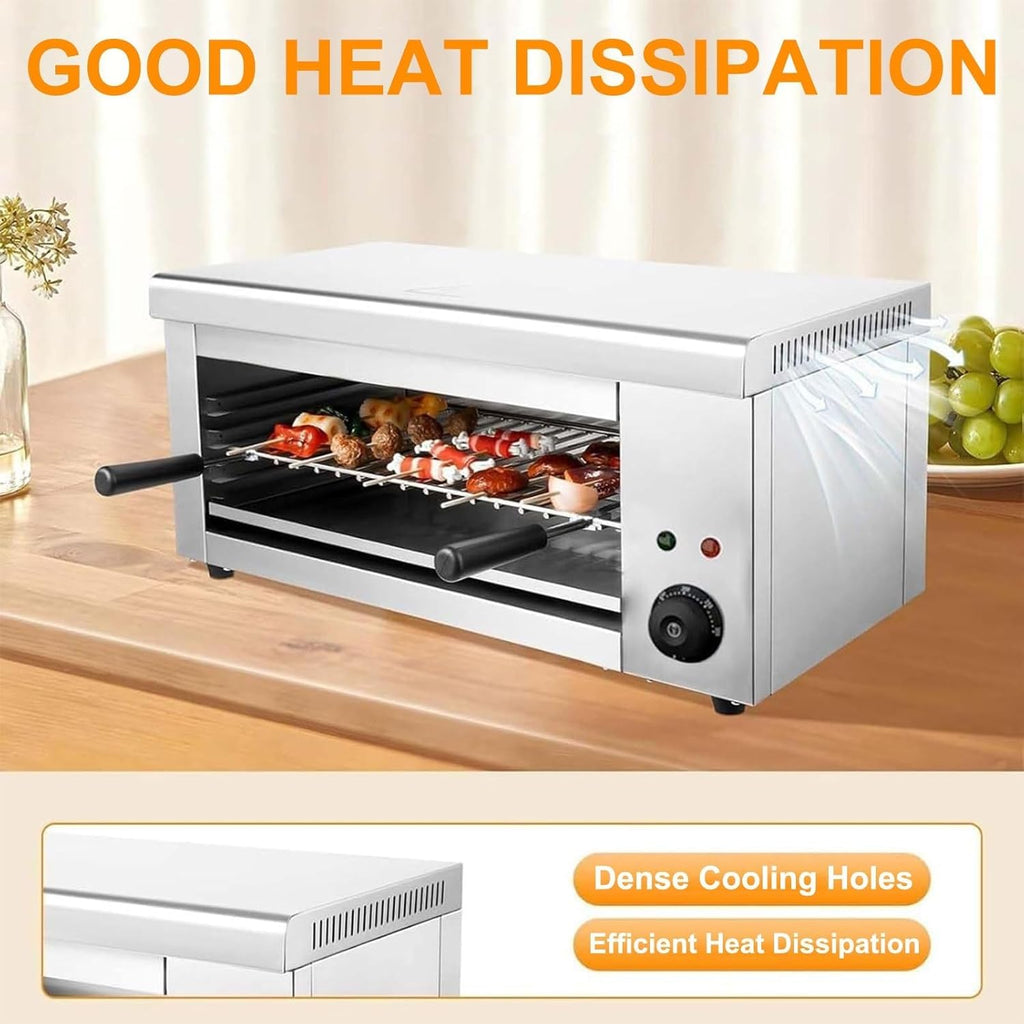 Grill Électrique À 4 Niveaux Réglables, 2000W - Capacité 30L, Thermostat 50-300C, Fonction Plancha, Cuisson Sans Fumée, Idéal Famille Raclette, Légumes, Viandes