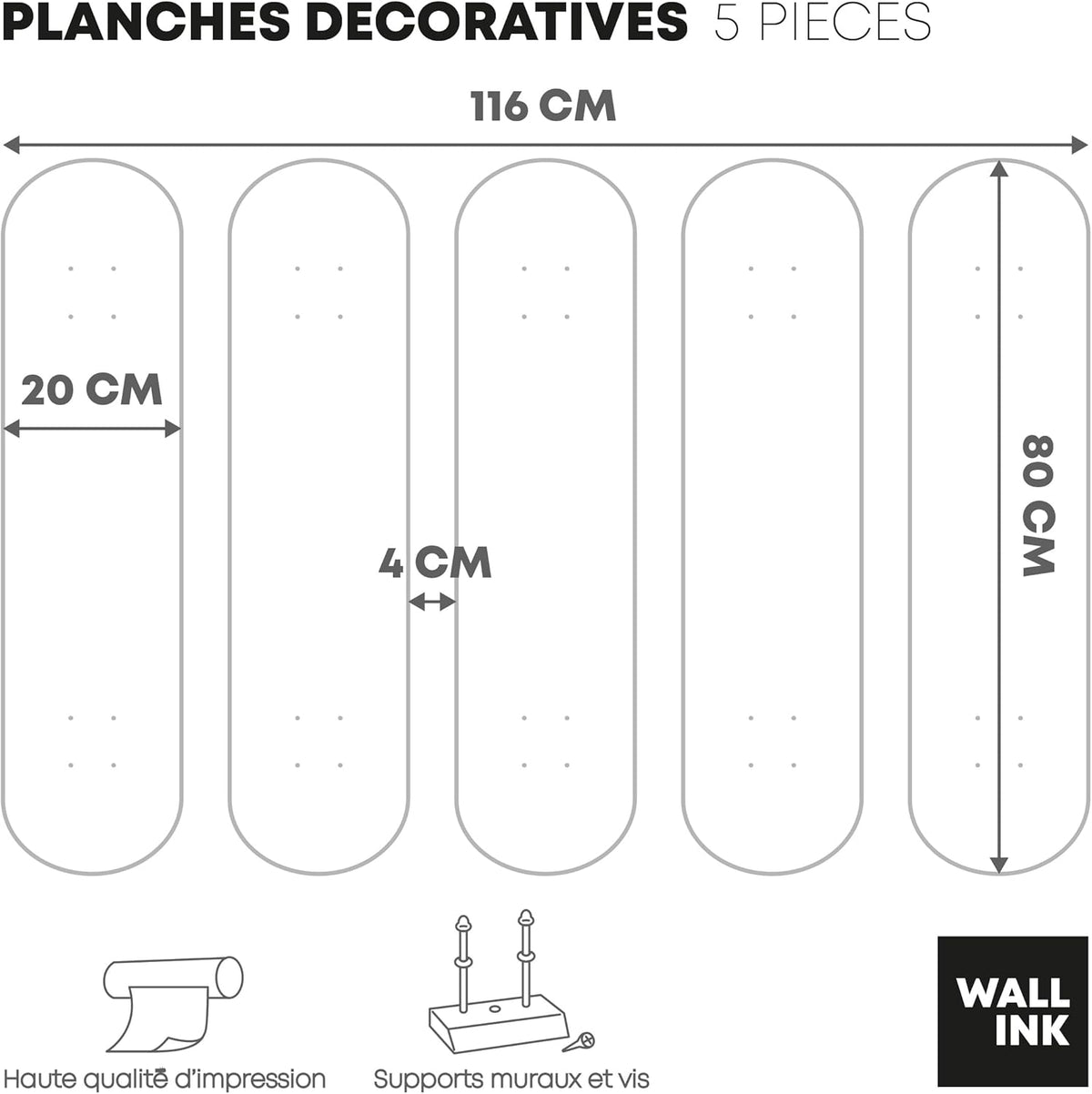 SUPER FABRIQUE Planche Alu forme Skate Board pour décoration murale, anime, One Piece, pour une déco originale (Polyptique (5P))