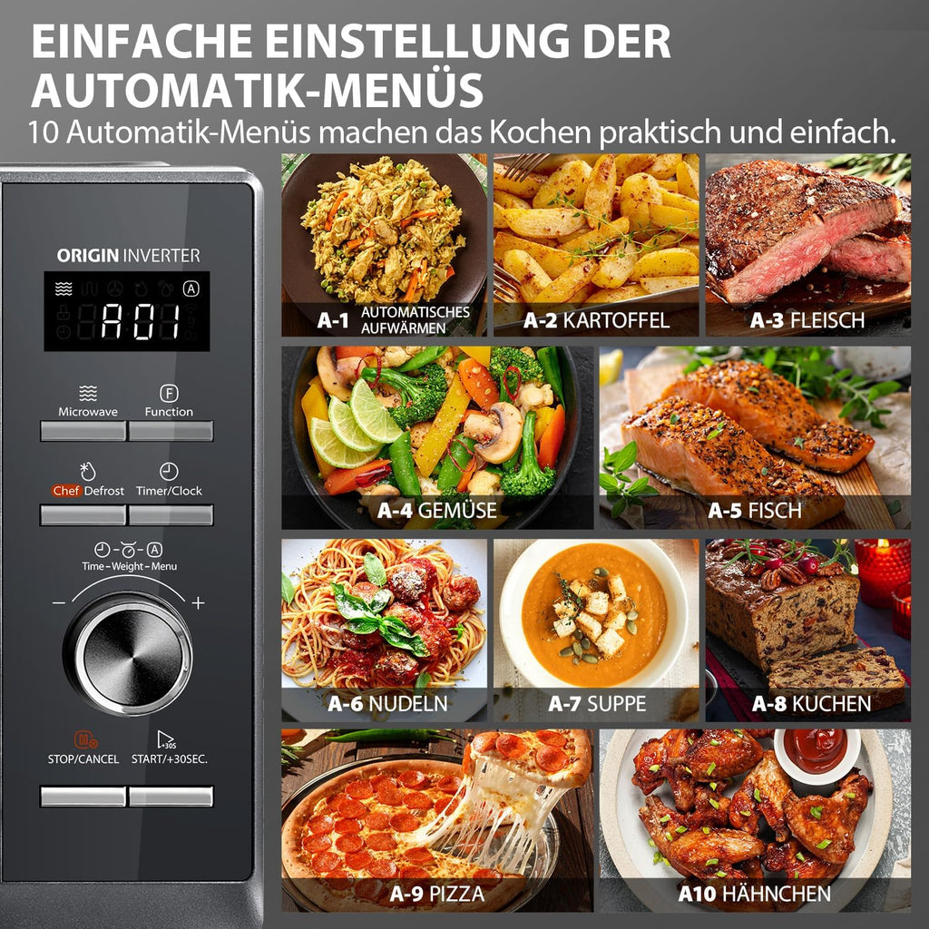 Toshiba MW3-AC26PFI(MG) Four à Micro-ondes 26L Air chaud combiné, 6-en-1 900W avec Cuiseur Vapeur en Gris Morandi, 6 Programmes 10 Niveaux de Puissance, 10 Menus Automatiques