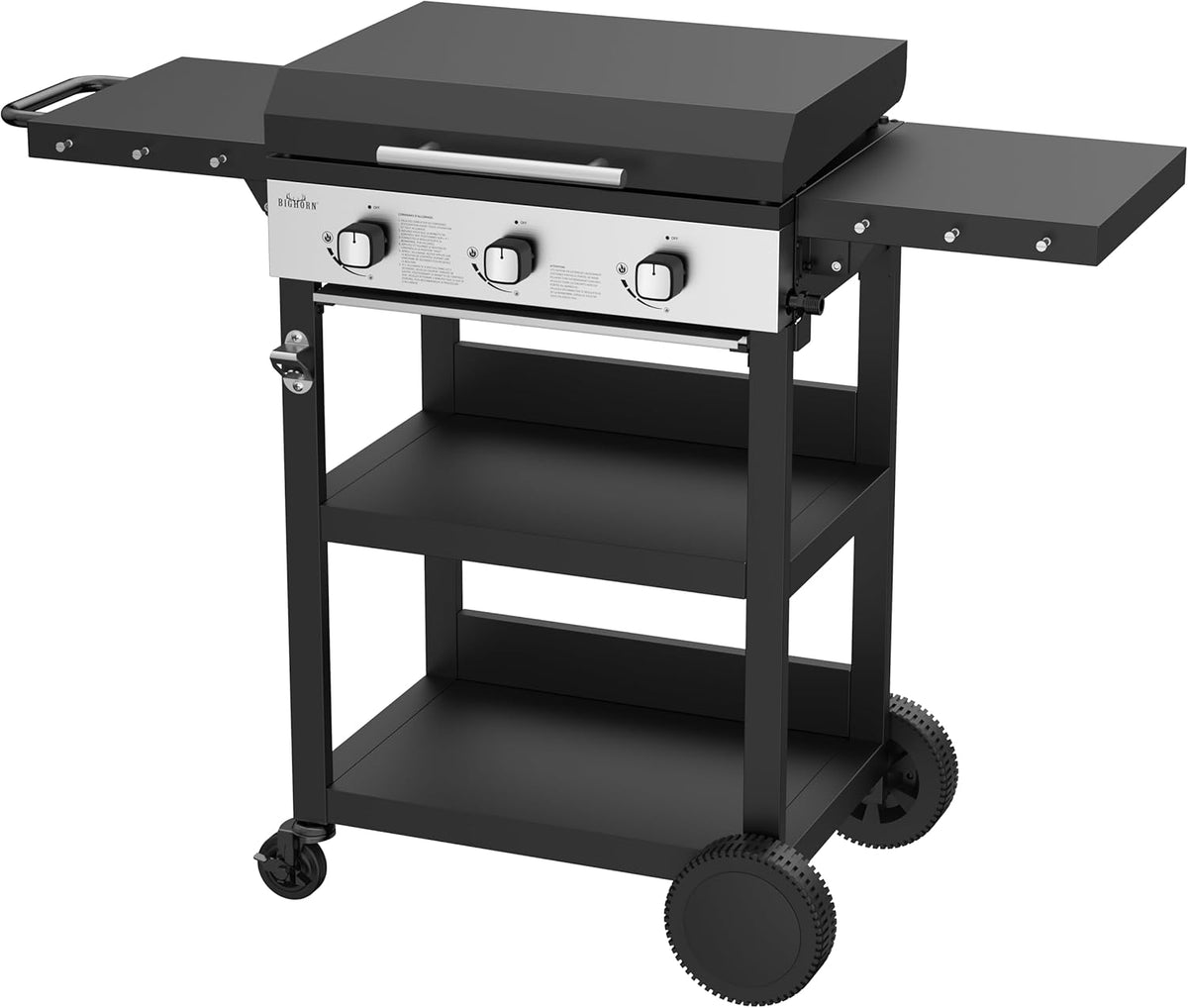BIGHORN Plancha gaz de 3 brûleurs avec chariot et couvercle;7.2kw