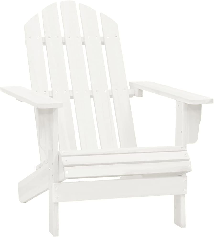 LLEZKBR Ensemble de meubles d'extérieur Adirondack Chaise de jardin avec table en bois de sapin massif Blanc