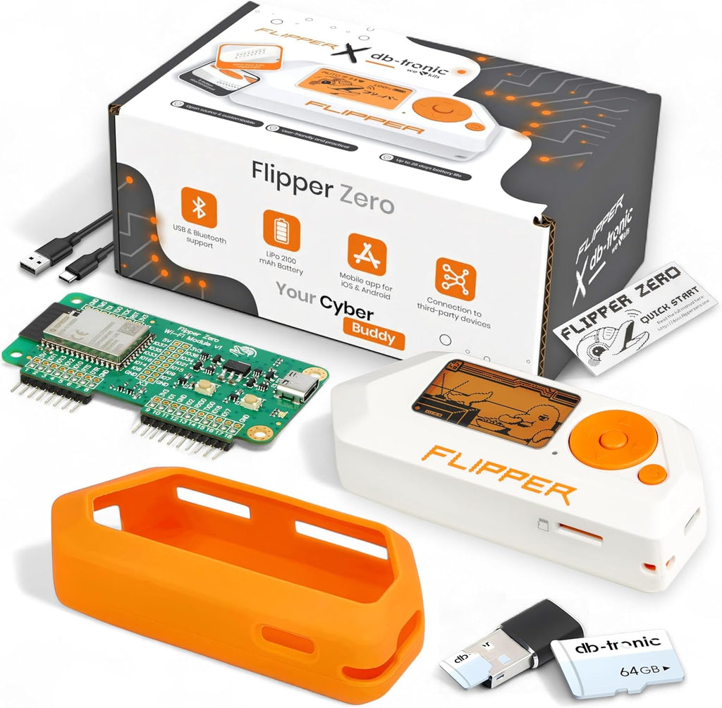 Flipper Zero Starter Kit Complet | Flipper Zero | Carte WiFi | Coque en Silicone | Carte mémoire de 64 Go | Lecteur de Carte USB