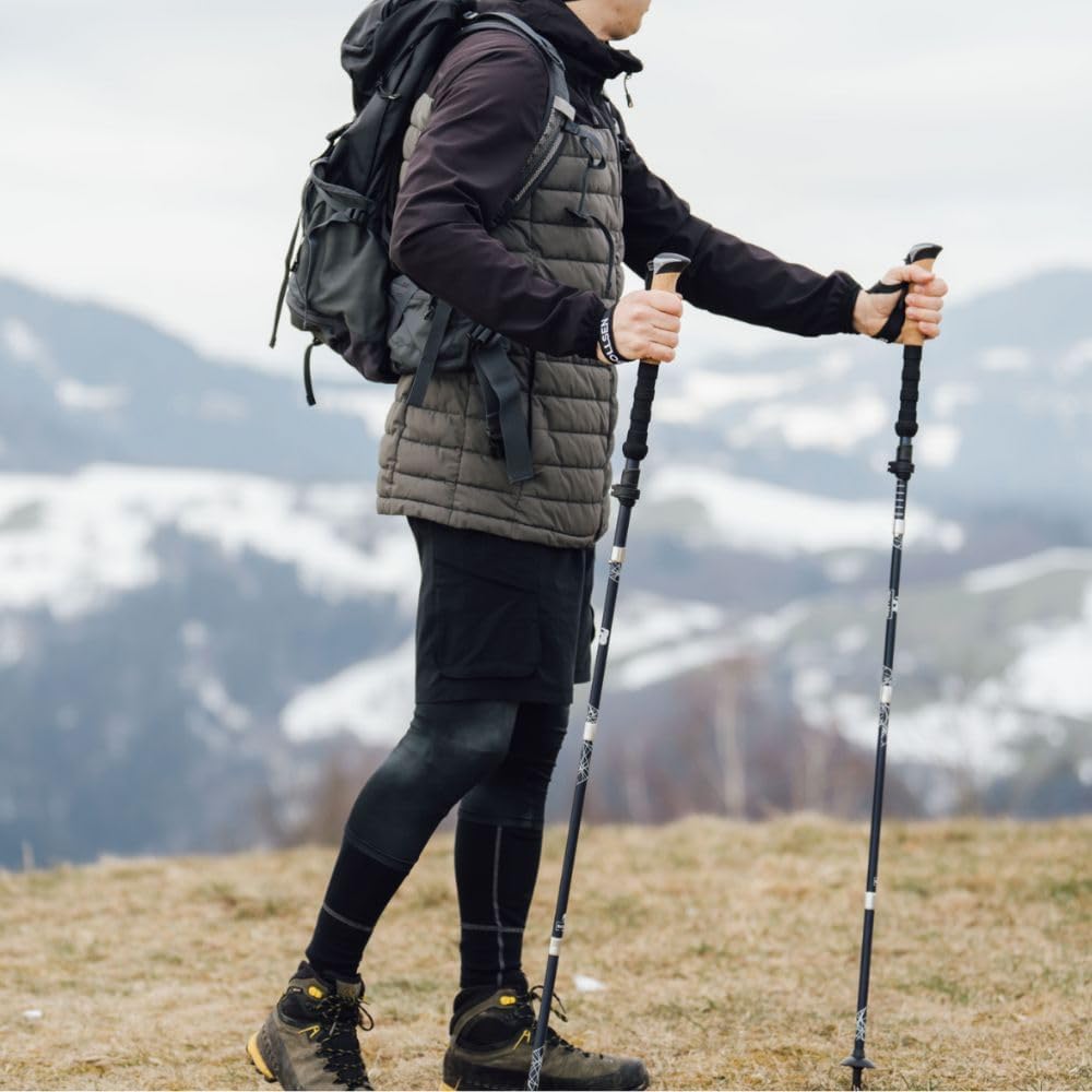 BOLLSEN Expedition Pro Bâtons de randonnée – Bâtons de Trekking en Aluminium légers, Pliables et réglables en Hauteur – Bâtons réglables pour randonnée, Trekking et Marche Nordique