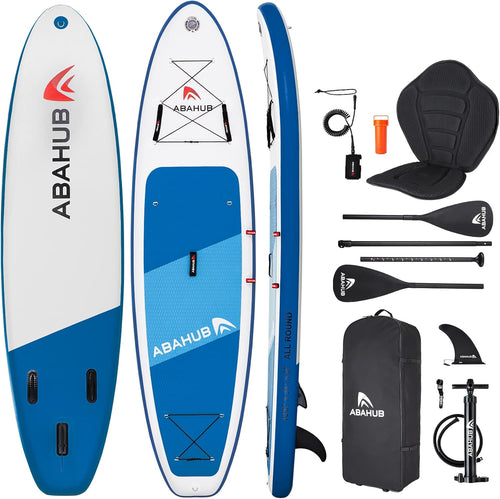 Abahub Planche de Sup Gonflable, 320x78x15cm Ensemble de Planche de Stand Up Paddle, Bleu/Vert/Orange avec Pagaie Aluminium Réglable, Siège Kayak