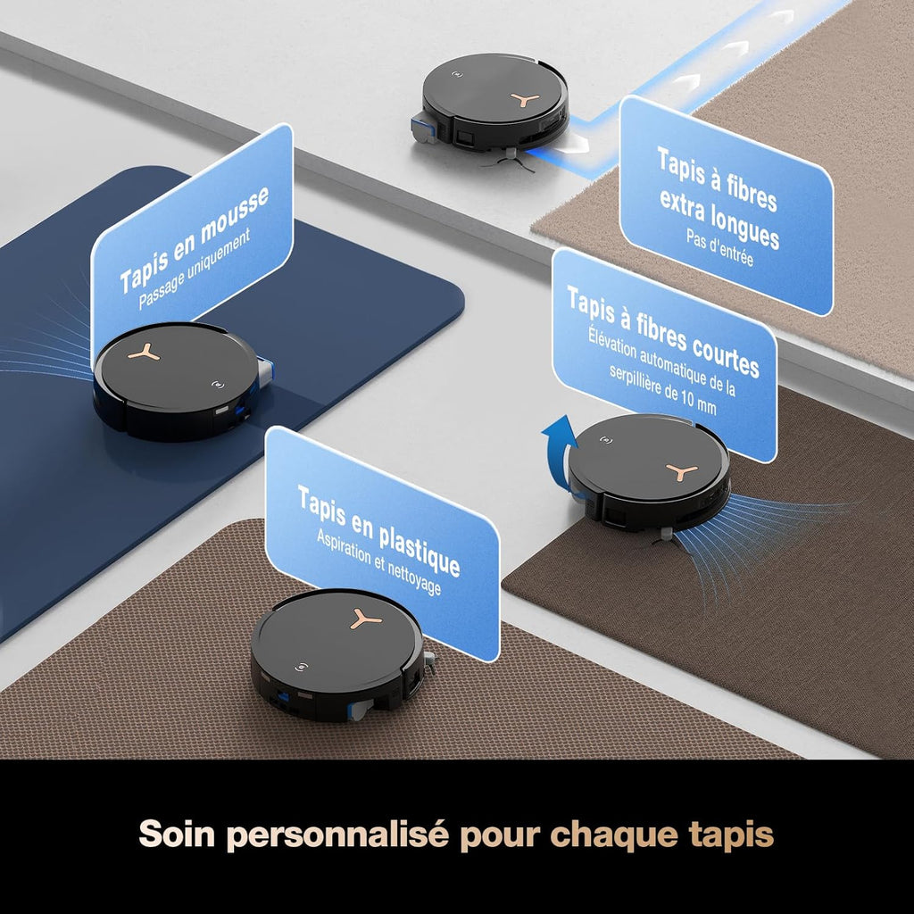 ECOVACS X8 Pro Omni Robot Aspirateur Laveur avec Station Tout-en-Un, Puissance 18000Pa, Nettoyage Auto Instantané OZMO Roller, Nettoyage à l'eau Chaude, Ajout Automatique Solution de Nettoyage