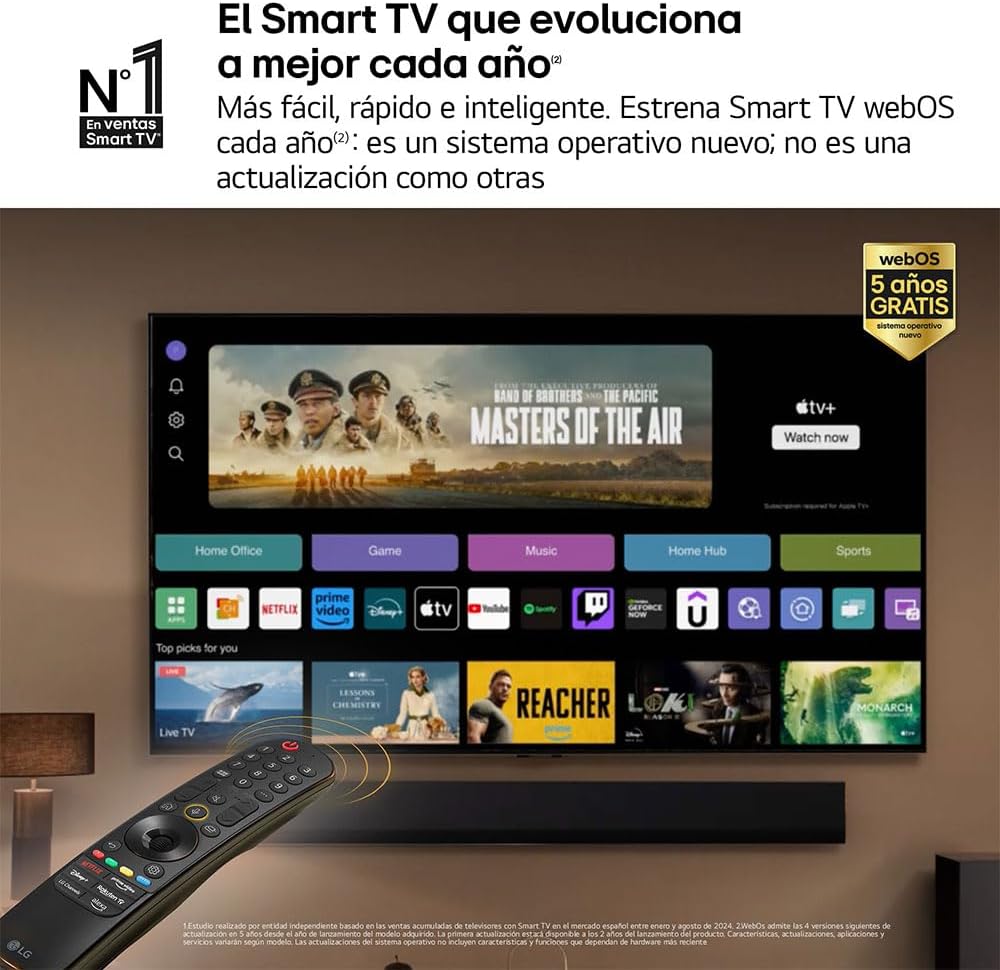 LG TV LED 2024 | 65UT73 | 65 Pouces | UHD | Processeur α5 gen 7 AI 4K, Noir [Classe énergétique G]
