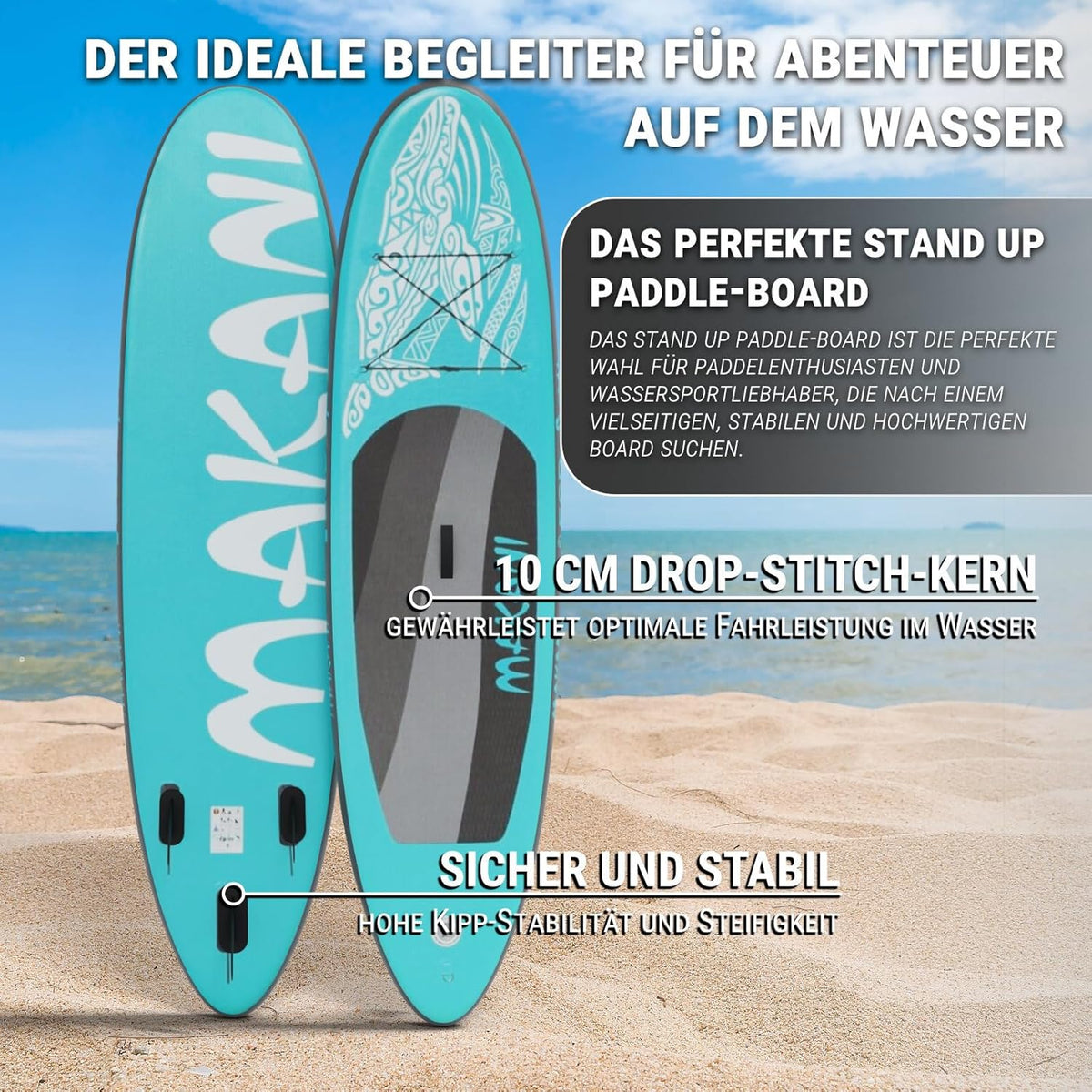 Stand Up Paddle Board | Planche SUP polyvalente 320 cm | xxx | Kit complet | Noyau Drop Stitch | Jusqu'à 120 kg | 3 ailerons | Sac de transport | Pour débutants et confirmés | Gonflable