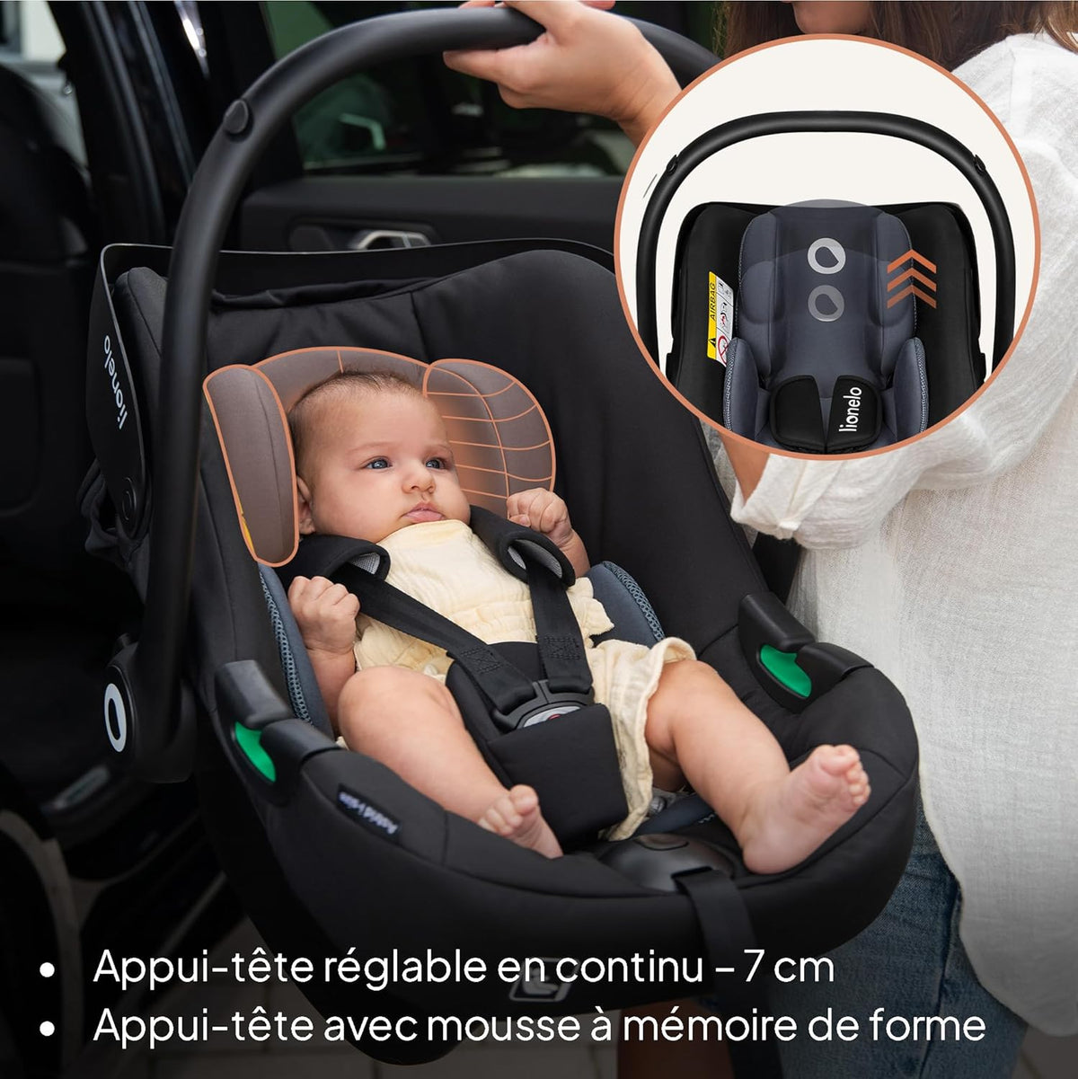 LIONELO ASTRID i-Size Ensemble siège enfant, avec base, 40-87 cm, montage ISOFIX, harnais 3 points, protection latérale, insert Dri-Seat, i-Size R129