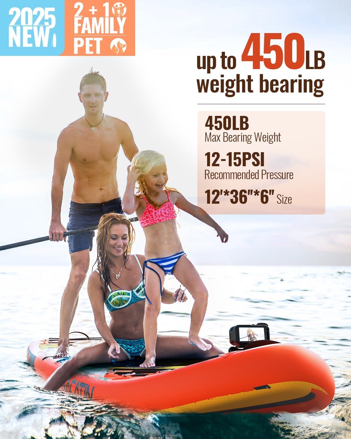 Planche de paddle familiale gonflable de 30,5 cm avec kit de conversion en kayak, kit complet de paddle pour adultes, avec pagaie simple/double, siège de kayak et autres accessoires