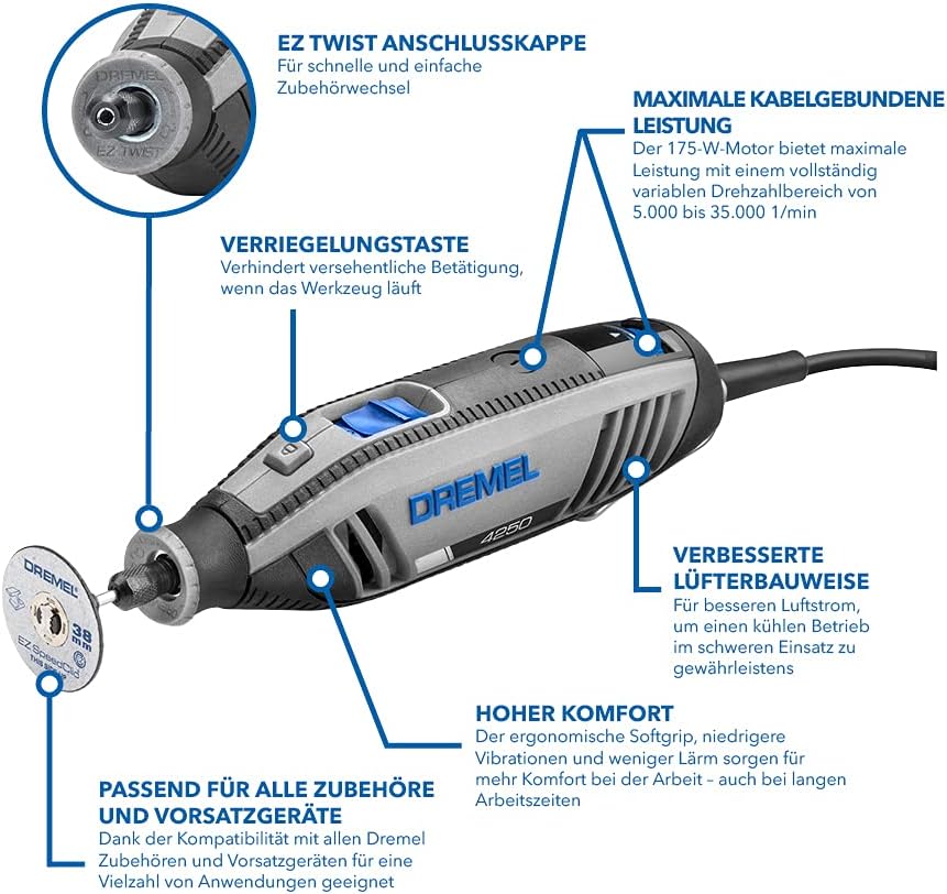 Dremel 4250 Outil Rotatif Multifonction Version Exclusive Amazon 175W 3 Adaptations 35 Acc & SC723 EZ SpeedClic Kit - Coffret de 100 Accessoires pour Outil Multifonction