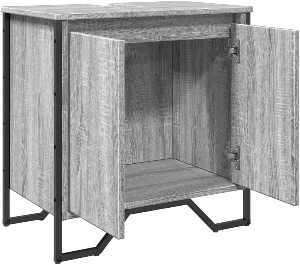 LLEZKBR Ensemble de meubles de salle de bain - Meuble d'évier de salle de bain - Gris Sonoma - 60 x 35 x 60 cm - Bois d'ingénierie