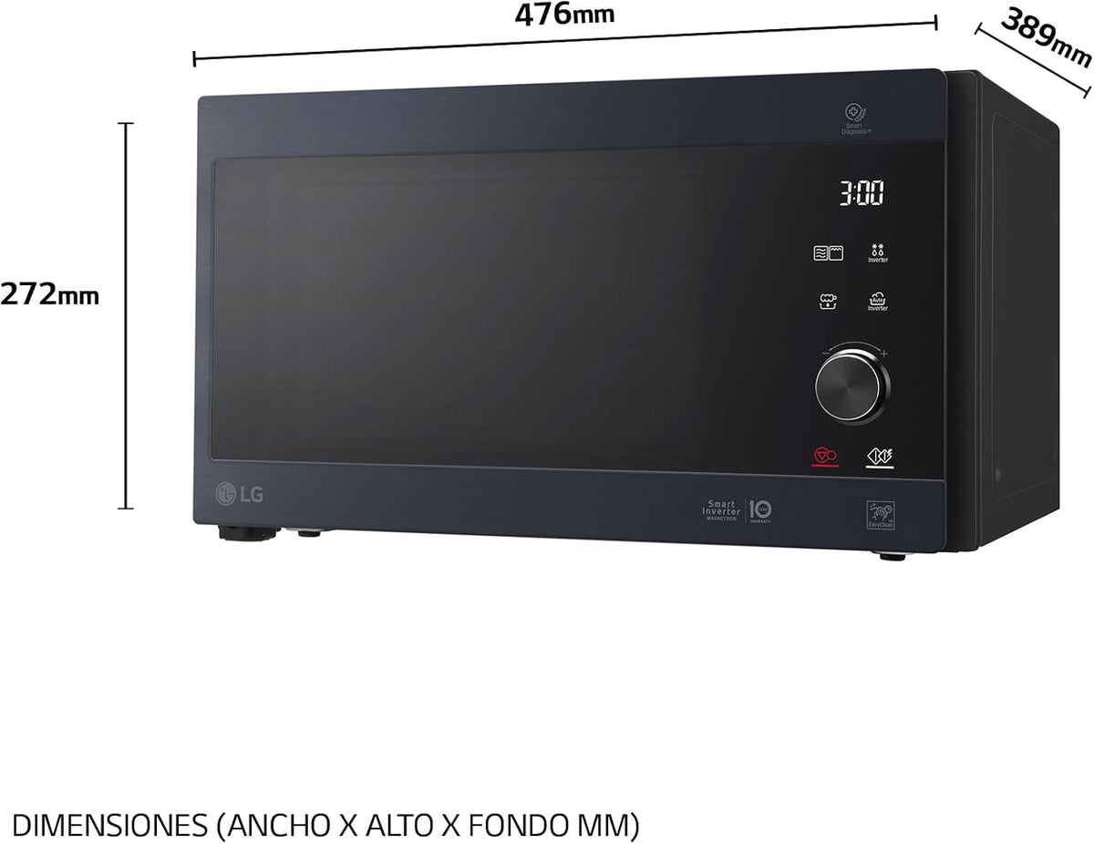MH6565CPW Grill Smart Inverter Micro-ondes 1 000 W Grill 900 W Micro+Grill 1 450 W 25 litres de capacité Écran LED Plateau Crispy Plateau intérieur 292 mm Noir mat