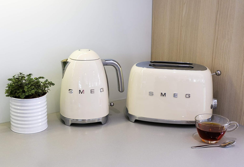 Smeg TSF01CRUK Grille-pain 2 tranches 950 W Crème (Acier, boutons rotatifs, 950 W, 220-240 V)