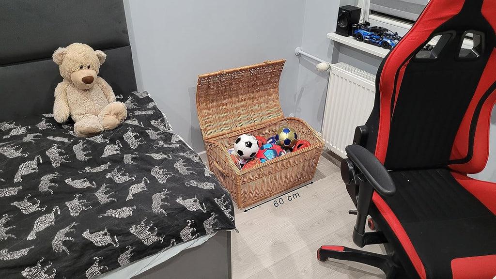 Panier en osier de 60 cm et 80 cm, en forme de pirate, coffre en osier, rangement pour couvertures, livres, jouets ou autres objets