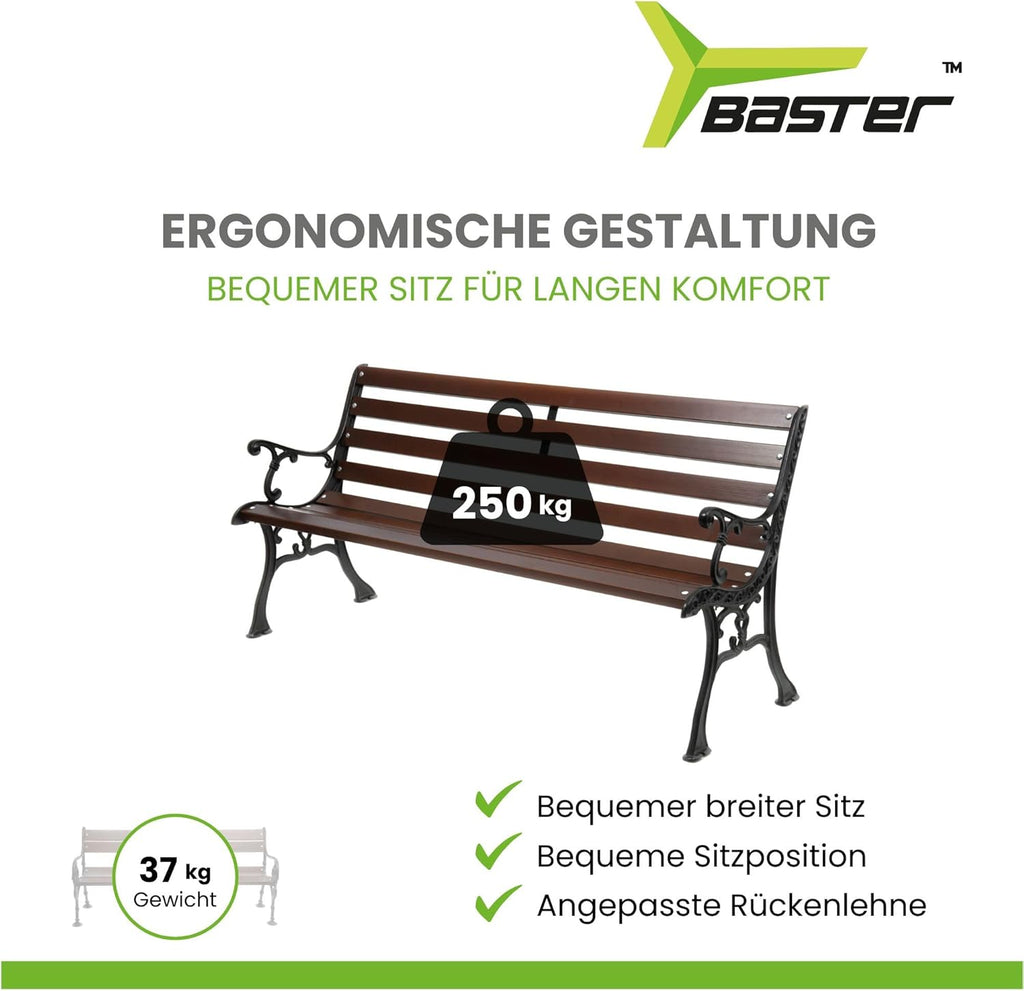 Banc de jardin en fonte 0111 - En bois d'épicéa - Pour terrasses - Banc de balcon - 155 x 78 x 39 cm - Palissandre