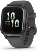 Venu Sq 2 - Montre connectée GPS Multisports avec écran AMOLED et Suivi santé - Gray avec Bracelet Gris foncé - Boîtier 40 mm Noir