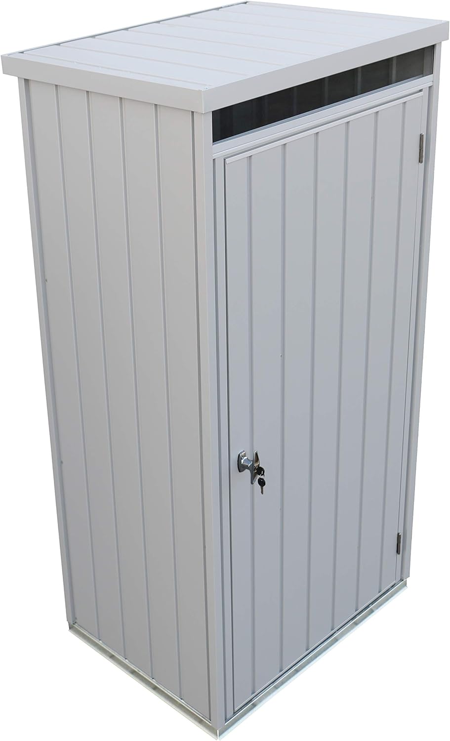 Duramax Palladium Casier de stockage en hauteur à porte unique avec lucarne avant, armoire de rangement le jardin, armoire haute pour l'extérieur, kit d'étagères réglables inclus, argenté