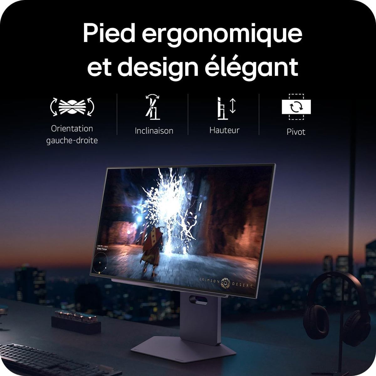 LG UltraGear™ 27GX790A-B Ecran PC Gaming OLED 27" - dalle OLED résolution QHD (2560x1440), 0.03 ms GtG 480Hz, DisplayHDR™ TrueBlack 400, DCI-P3 98.5% (CIE1976), AMD FreeSync Premium Pro, NVIDIA G-Sync