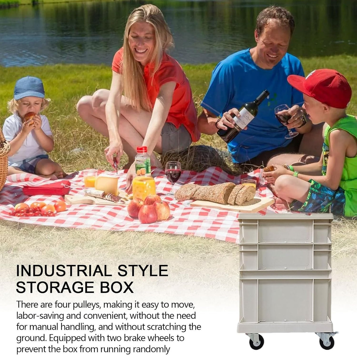 Generico Boîte De Rangement Avec Roues,Conteneurs Empilables De Grande Capacité | Paniers Organisateurs avec Couvercles et Roues,pour Maison Bureau Extérieur Camping Garage Grenier Emballage