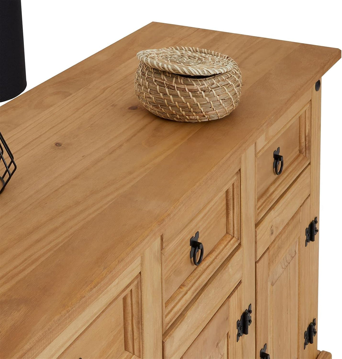 IDIMEX Buffet Salsa Commode bahut vaisselier en Bois Style Mexicain avec 3 Portes battantes et 3 tiroirs, en pin Massif Finition teintée/cirée