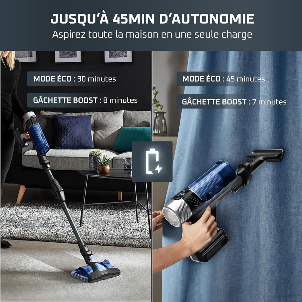 Rowenta X-Force Flex 9.60 Aqua Aspirateur balai Laveur sans fil, Aspire et Lave Simultanément, Puissant 100AW, Ultra Léger, Autonomie 45min RH20C2WO
