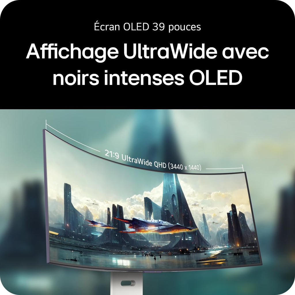 LG Ultragear 39GX90SA-W Ecran PC Gaming 39" - Dalle OLED résolution QHD (3440 x 1440), 1ms 240Hz, DisplayHDR400 True Black, DCI-P3 98.5 pour cent (CIE1976), FreeSync Premium, G-Sync Compatible