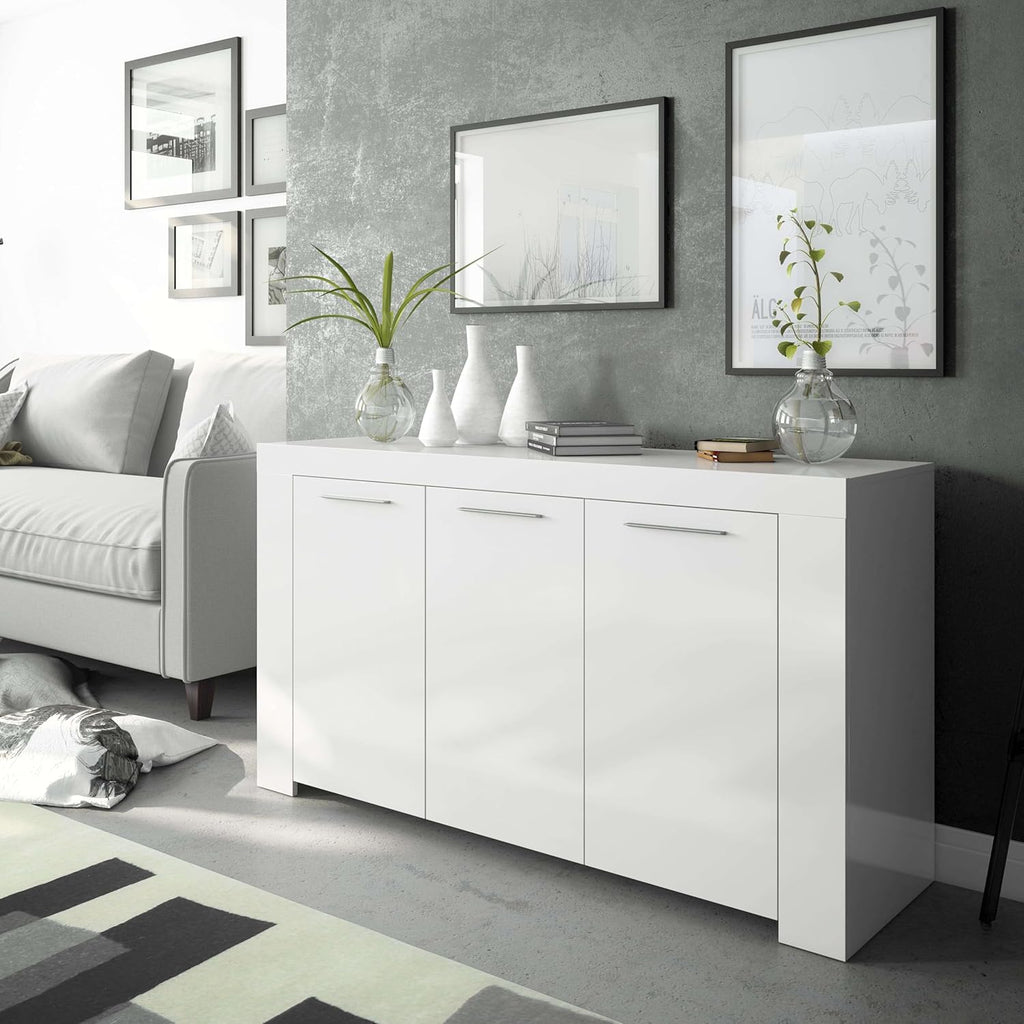 Habitdesign Modèle Ambit Buffet moderne pour salle à manger, couleur Blanc « Artik », dimensions : 144 x 42 x 80 cm (l x P x H).